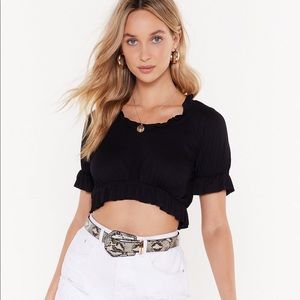 Nasty Gal Frill Edge Square Neck Peasant Top